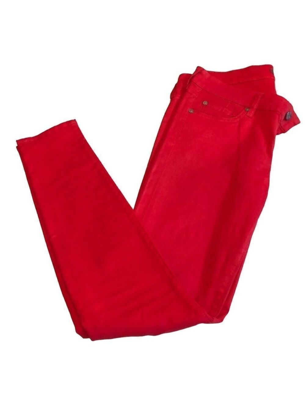 7 for All Mankind Red Metallic Skinny Jeans Size 30